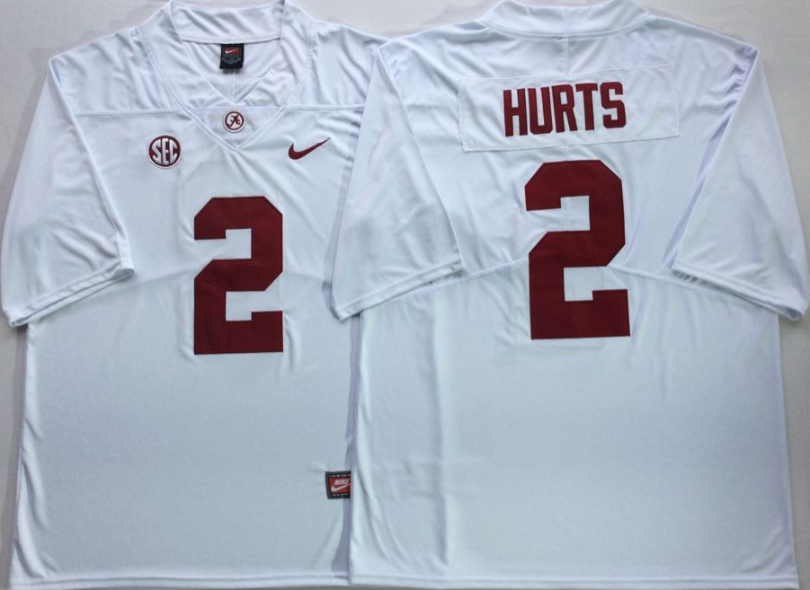 NCAA Men Alabama Crimson Tide White 2 HURTS